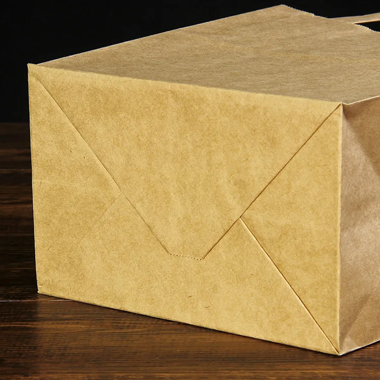 wholesale printed kraft paper  bags with LOGO custom  brown kraft paper bag with  handle 120 gsm for food packaging