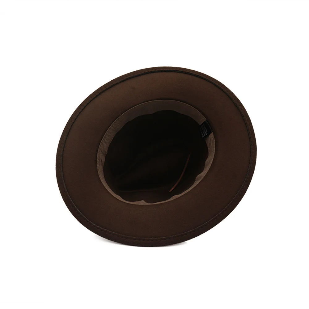 
Cheap Wholesale Braid Shape Leather Decor Cotton Felt Fedora Hat Jazz Hat 