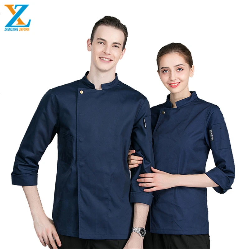 Stand Collar White Long Sleeves Restaurant Coat Kitchen Jacket Cooking Cheap Chef Uniform