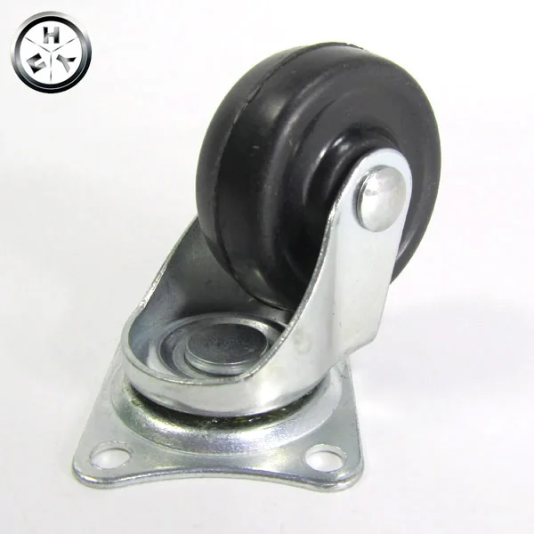 Swivel black Light Duty rubber caster 1/1.5/2/2.5/3 inch trolley wheel for furniture/cabinet/wheelbarrow/handcart
