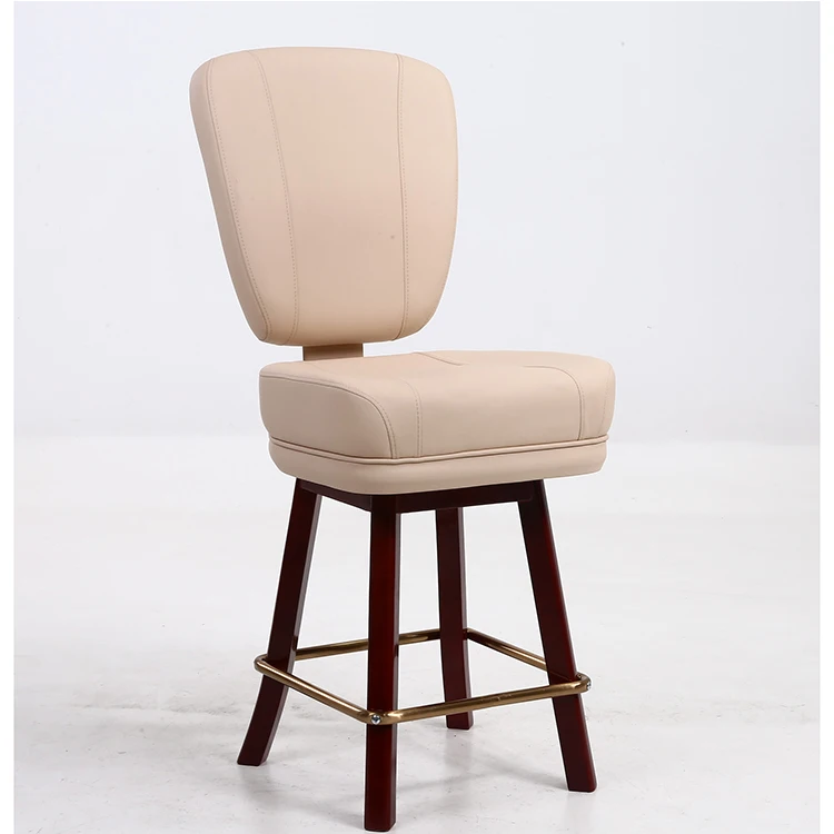 Excellent Manufacturer Casino Furniture Wood Rice White Thick Textured Leather Fixed Poker Chairs