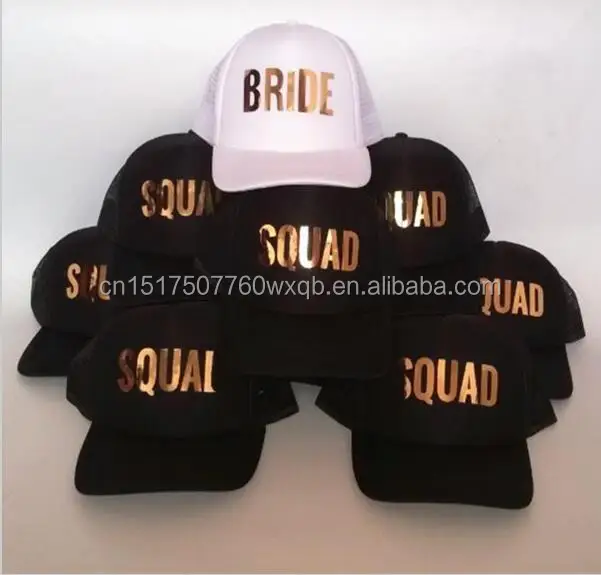 drop shipping Bride/SQUAD Tribe Bachelorette Hats fashion Wedding Preparewear Trucker Caps White Neon Summer Mesh