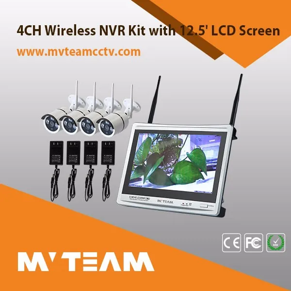 12.5 Inch Monitor Remote Viewing 4 Channels Wireless CCTV Security Camera