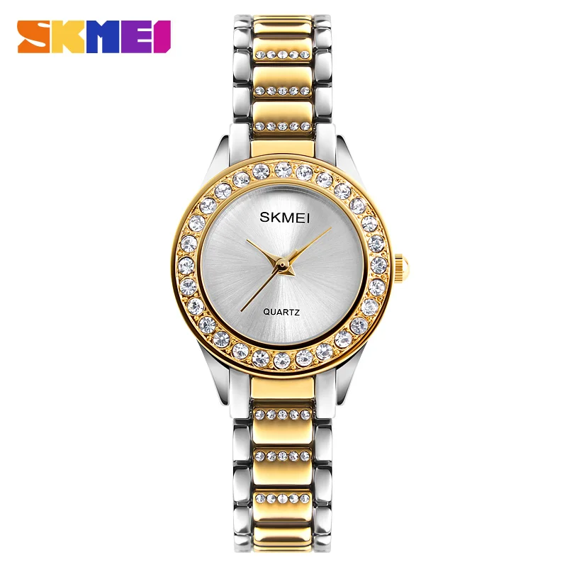 Skmei new epoch design jewels women watch rose gold crystal quartz lady dress watches