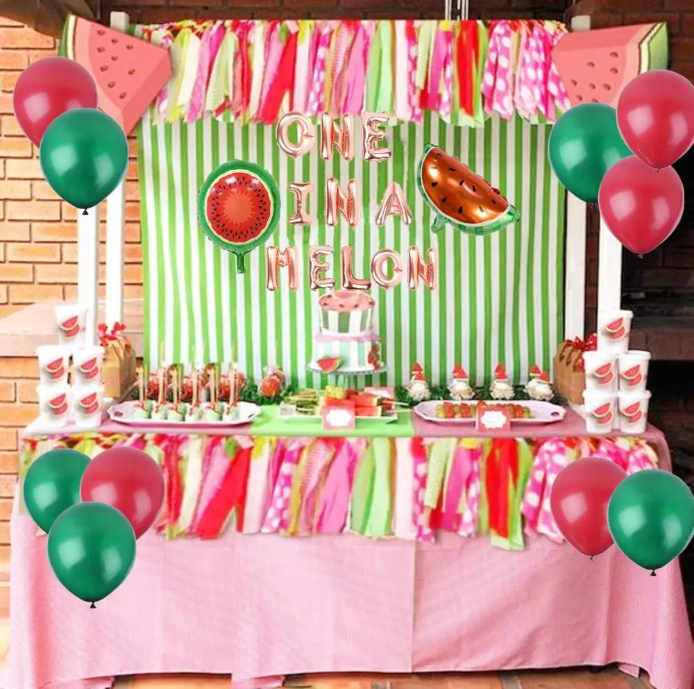 Set of 13 Rose God One in a Melon Balloons Watermelon Balloon One In A Melon Party Decoration Watermelon First Birthday Balloons