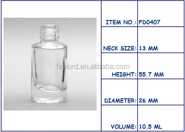 10.5ml nail gel polish bottle FD0407 clear silk-screen printing private logo nail polish bottle cosmetic packaging glass bottle