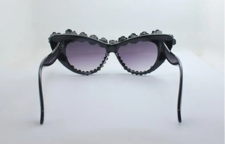 
Resin flower Sunglasses full frame cat eye resin rose rose half pearl flower sunglasses 