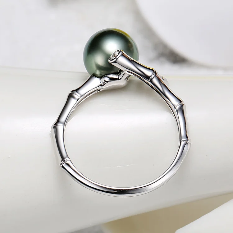 
Latest original design 18k white gold diamond tahitian pearl ring jewelry 