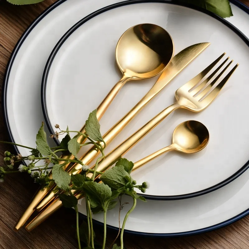 
gold cutlery set stainless steel cutipol cutlery matte gold cutlery silverware gold plated flatware wholesale 