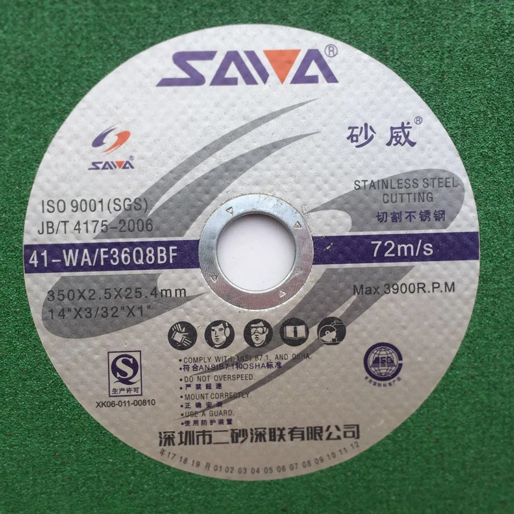 Горяч-продавая 14 дюймов зеленый режущий диск для нержавеющей стали