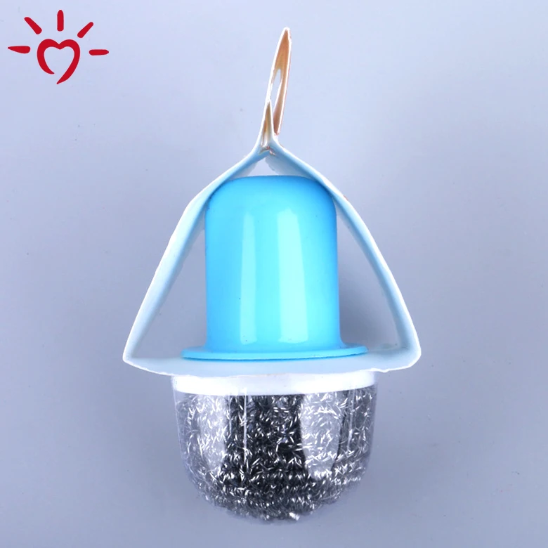 OEM handle dish steel wire ball scouring srubber kitchen washing  dish cleaning brush with handle