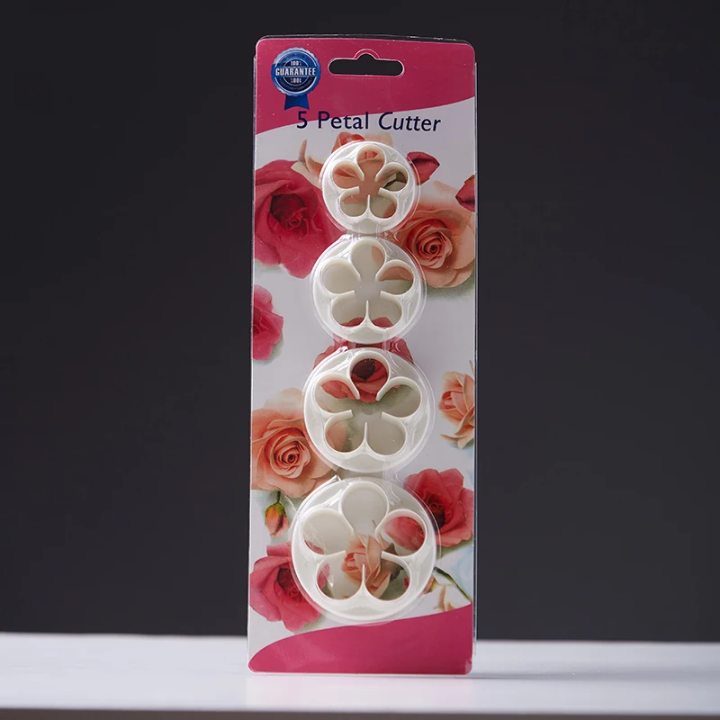 5 Petals Blossom Flower Plunger Cutter 58/50/44/38mm Fondat Cake Cookie cutter
