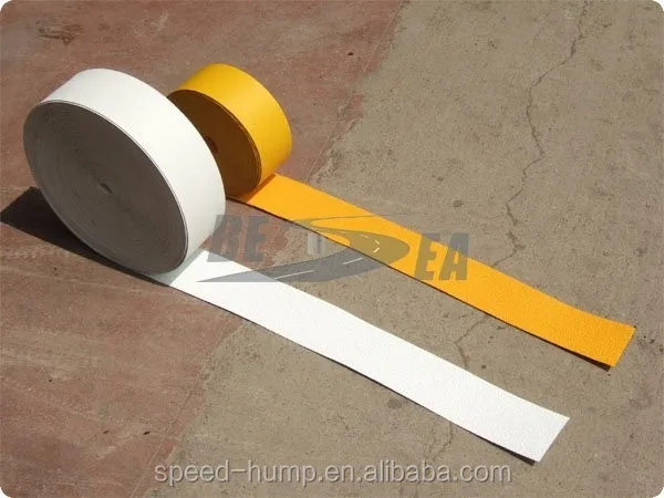 Белая/желтая прочная полимерная дорожная маркировочная лента