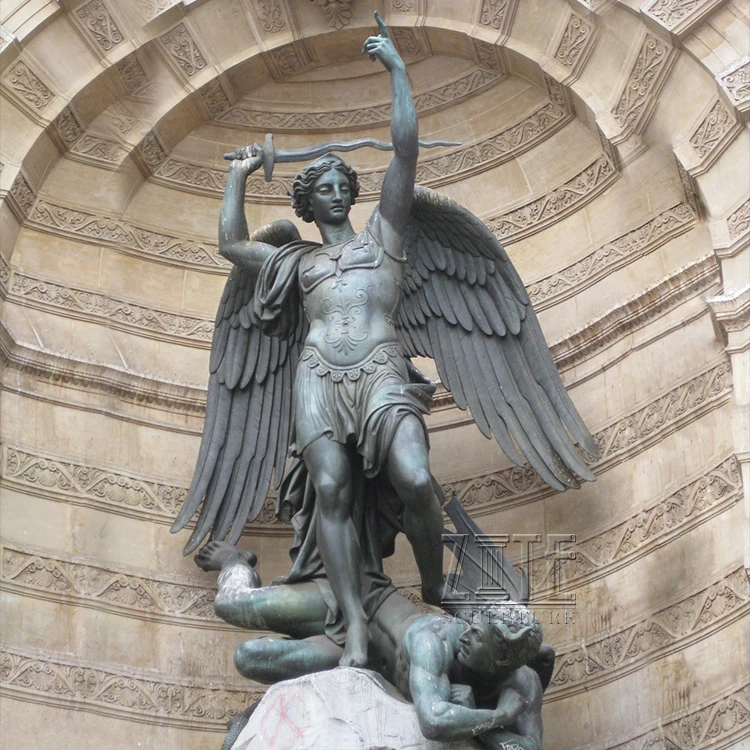 Outdoor Standing Saint Aartsengel Archangel Sculpture Metal Bronze St Michael Male Angel Statues