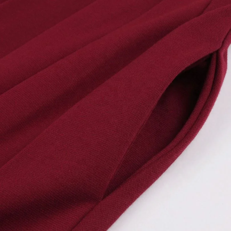 2019 Solid Women Retro Dress Short Sleeves Pleated Vintage Dress