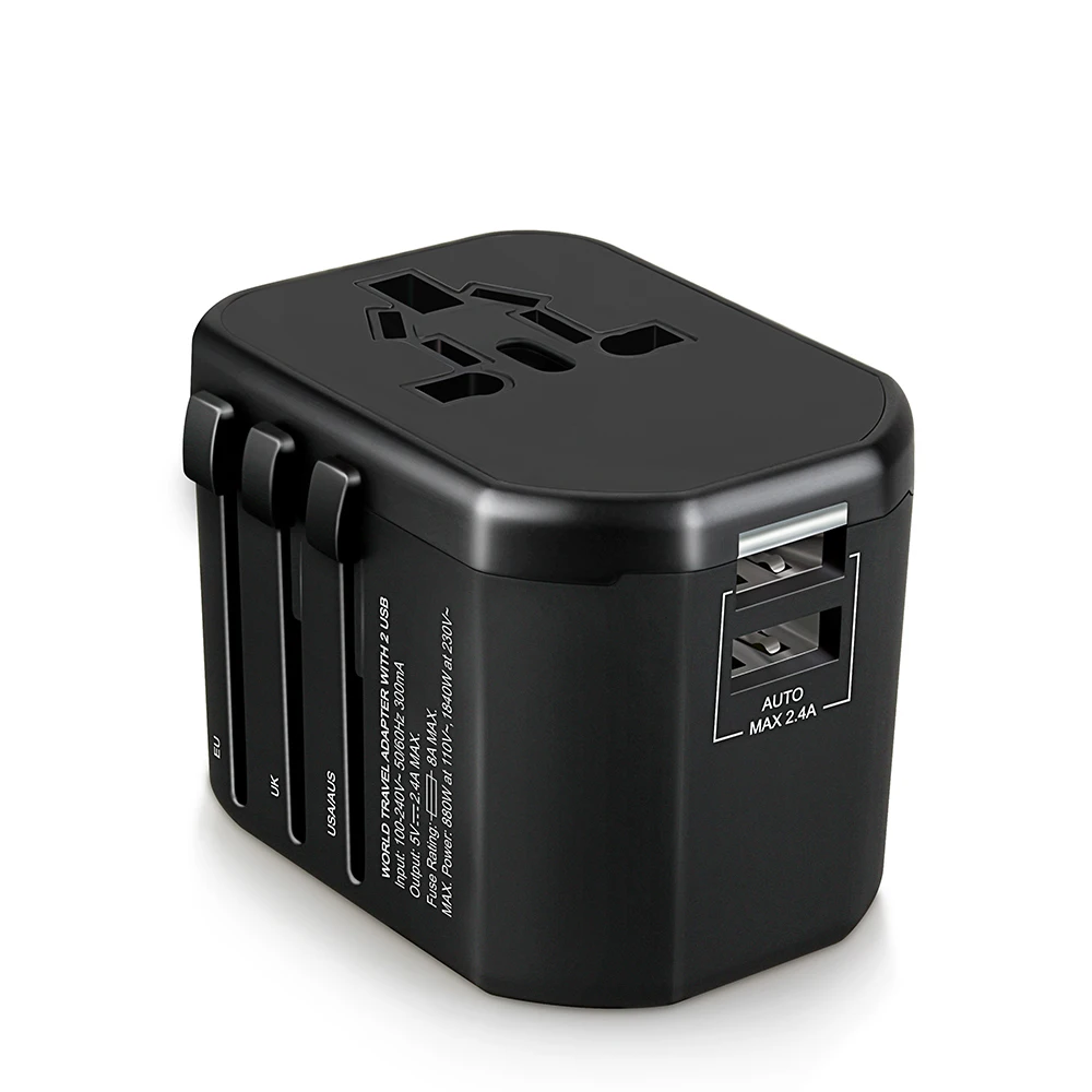 
All In One Universal Travel Adapter 2USB Ports International power wall charger adaptor worldwide plug with US EU UK AU 