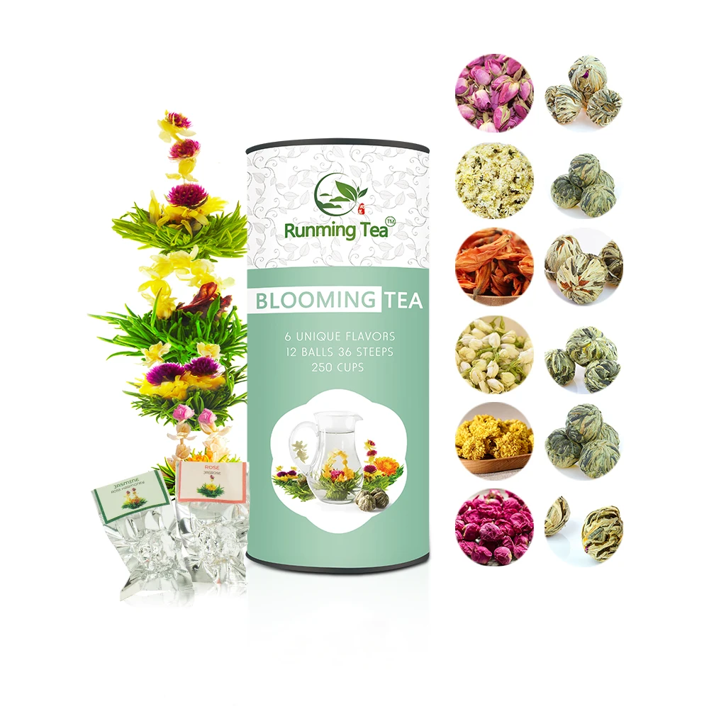 Chinese Artisan Cheap Glass Teapot Flowering Mini Exotic Caffeine Free Brewing Blooming Tea Gift Set Balls Flower Ball in Bulk