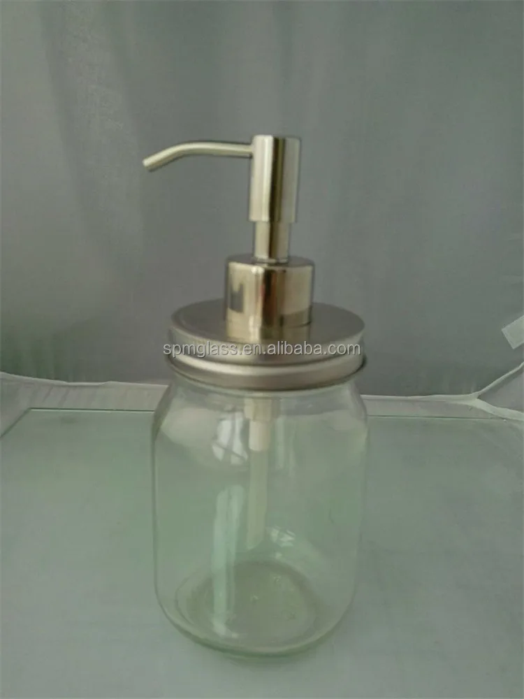 500ml glass sauce dispenser with pump lid
