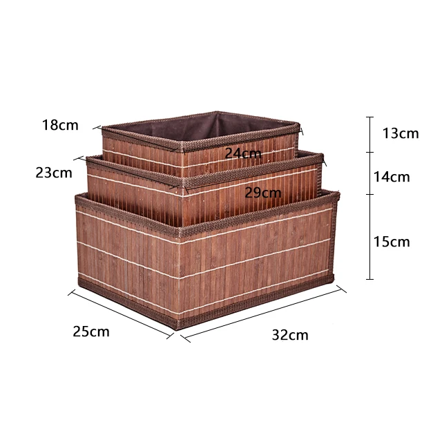 Wholesale OEM  Set of 3 Bamboo Storage Basket
