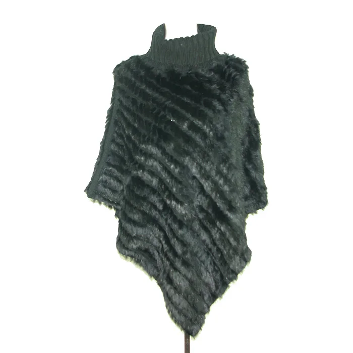 Rabbit fur cape knitted triangle fur cape
