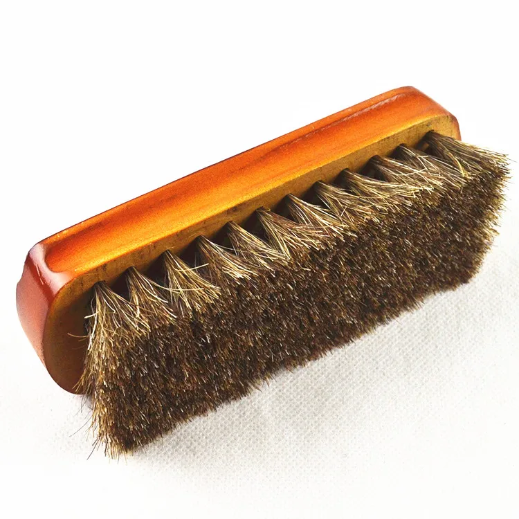 Big Size Wooden Shoe Shine Brush Soft Horse Hair Bristles Polishing Shoe Brush