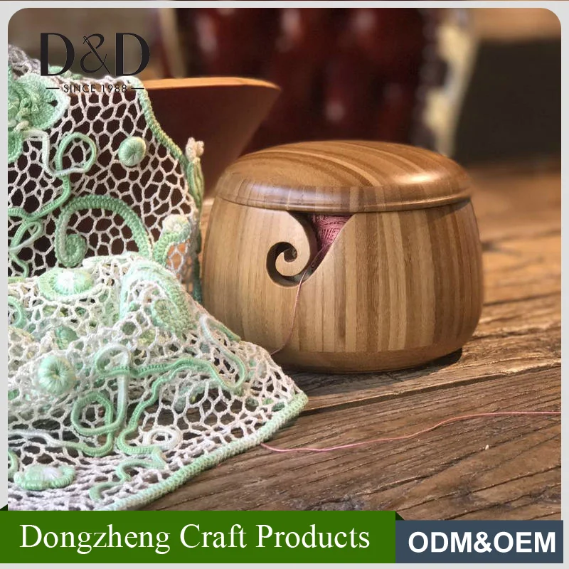 
High quality eco-friendly Original OEM accept knitting accessories bamboo wooden yarn bowl 