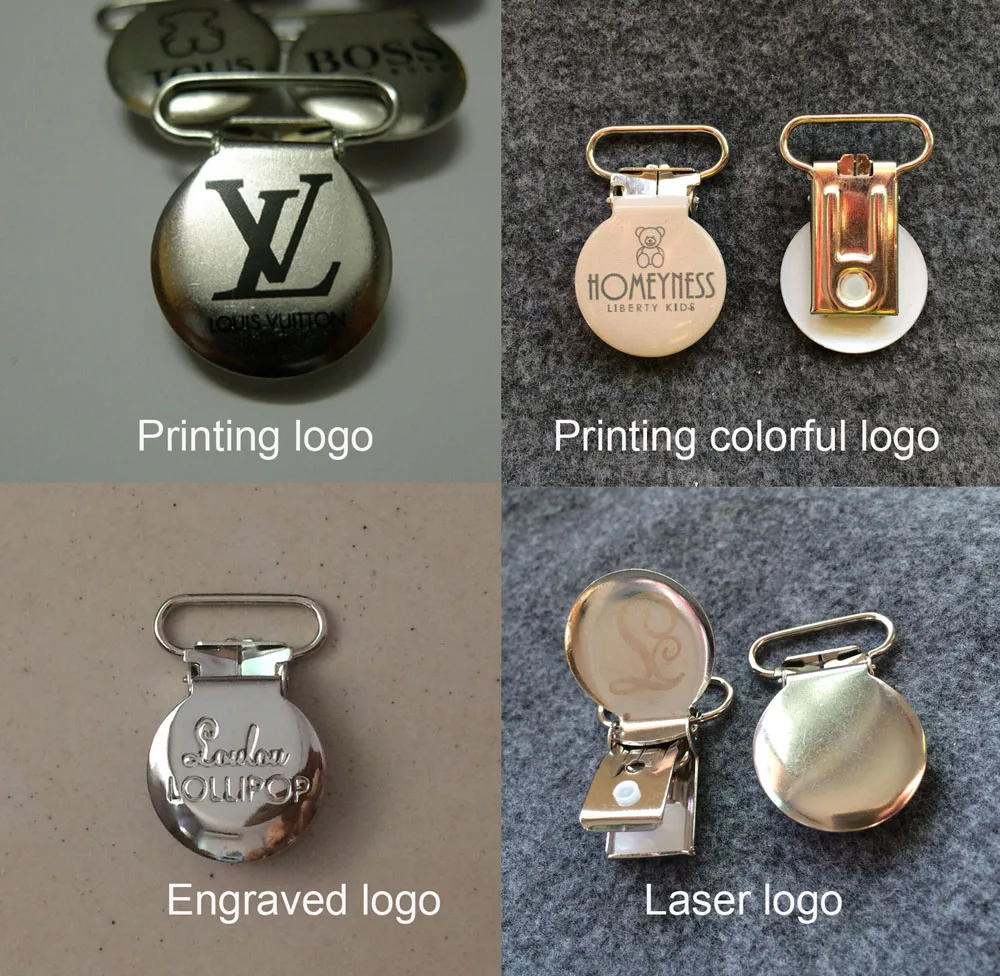 Заводская оптовая продажа, низкая цена, металлический зажим для пустышки из нержавеющей стали для ребенка с логотипом lasering