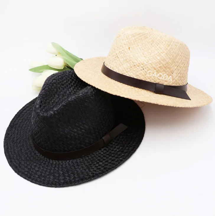 Factory supply natural raffia straw panama style hat