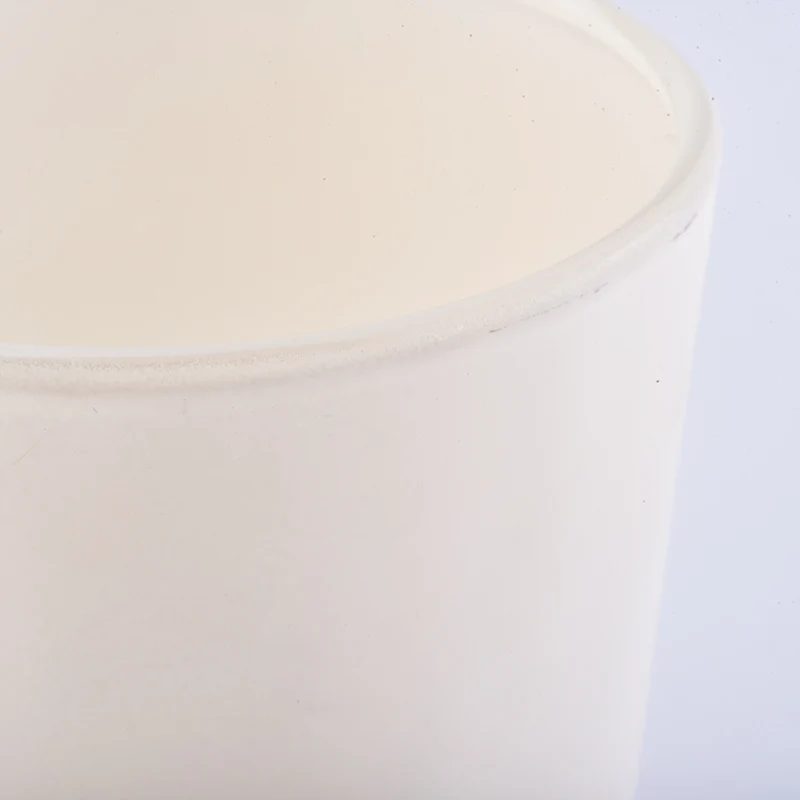 matte white outer sprayed glass vessel for candles, cylinder glass cup