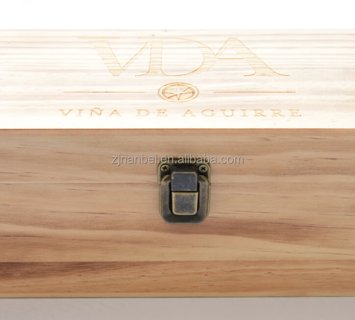 Custom Logo Burned Surface Wooden Wine Box With Wine Tool Set