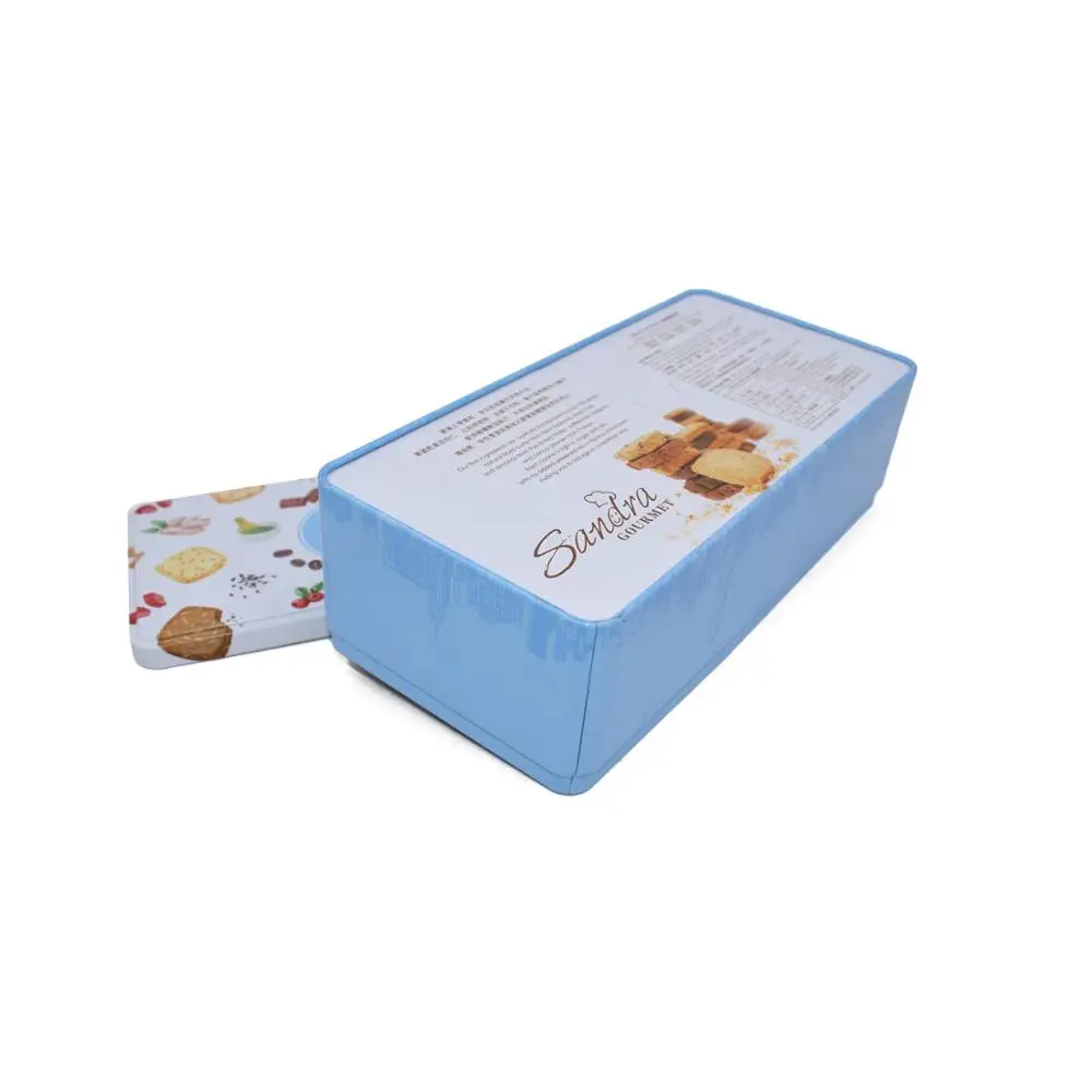 Custom Big Long Cookies Biscuit Rectangle Metal Gift Tin Box For Sale