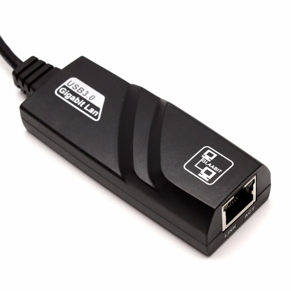 Hot-sale Black USB 3.0 10/100/1000Mbps Gigabit Ethernet RJ45 External Network Card LAN Adapter Connector One USB port