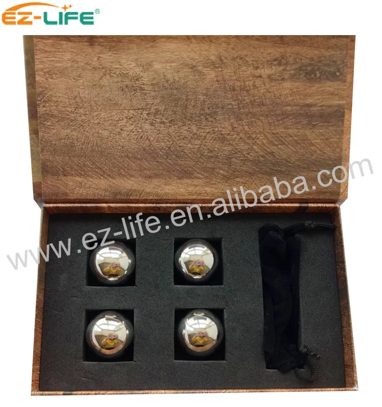 wine accessories Promotion Box Beverage Chiller Gifts stainless steel Whiskey Stones reused Ice Cube Ball With Flannelette Bag