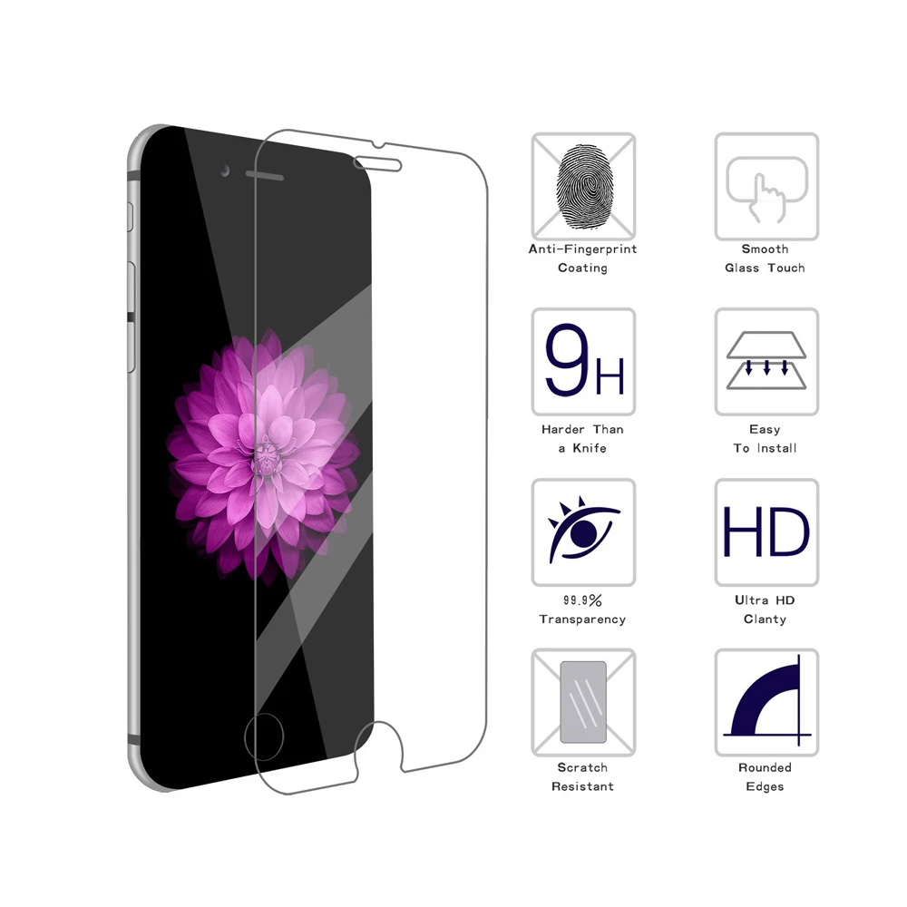 
2 Packs For iPhone 8 Plus 2.5D Glass Screen Protector, 9H 0.3mm Crystal Clear Best Screen Protector For iPhone 6/6S/7/8 Plus 