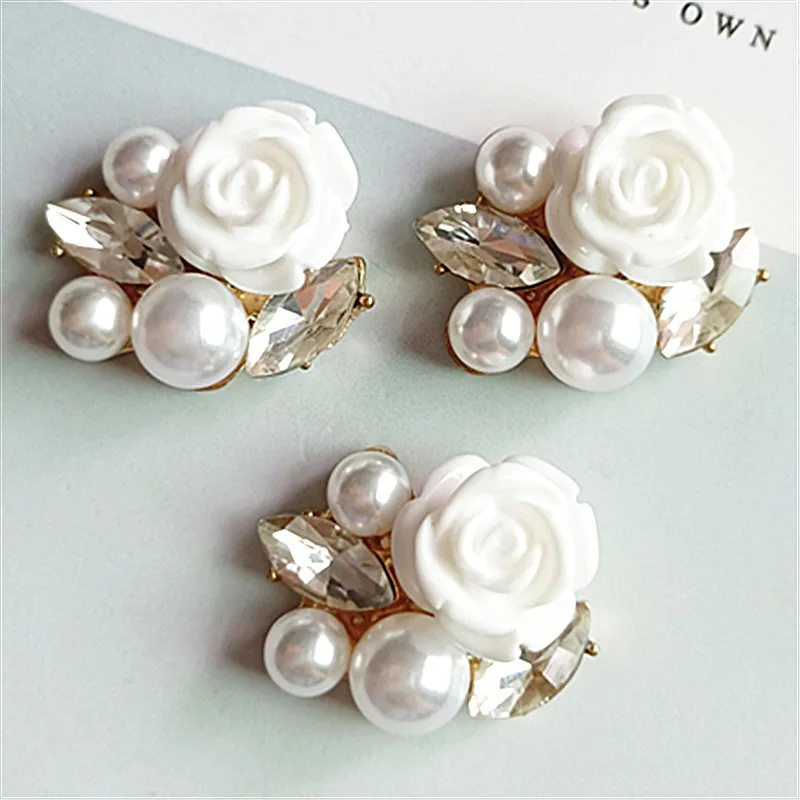 Beauty flower design jewelry pendants jewelry parts brass rose pearl Accessories for bag