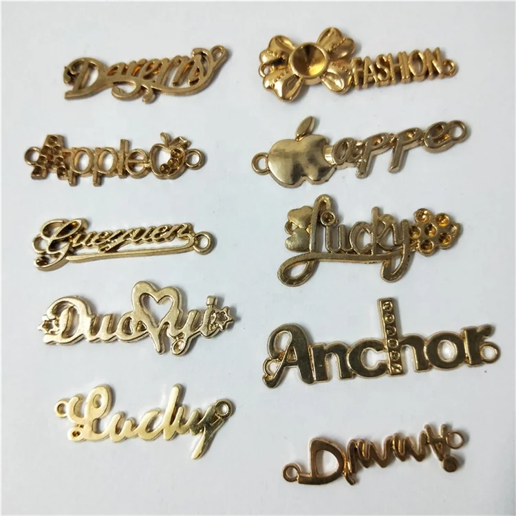 Rhinestone diamond metal label garment clothing english alphabet brand logo Letter badge trademark