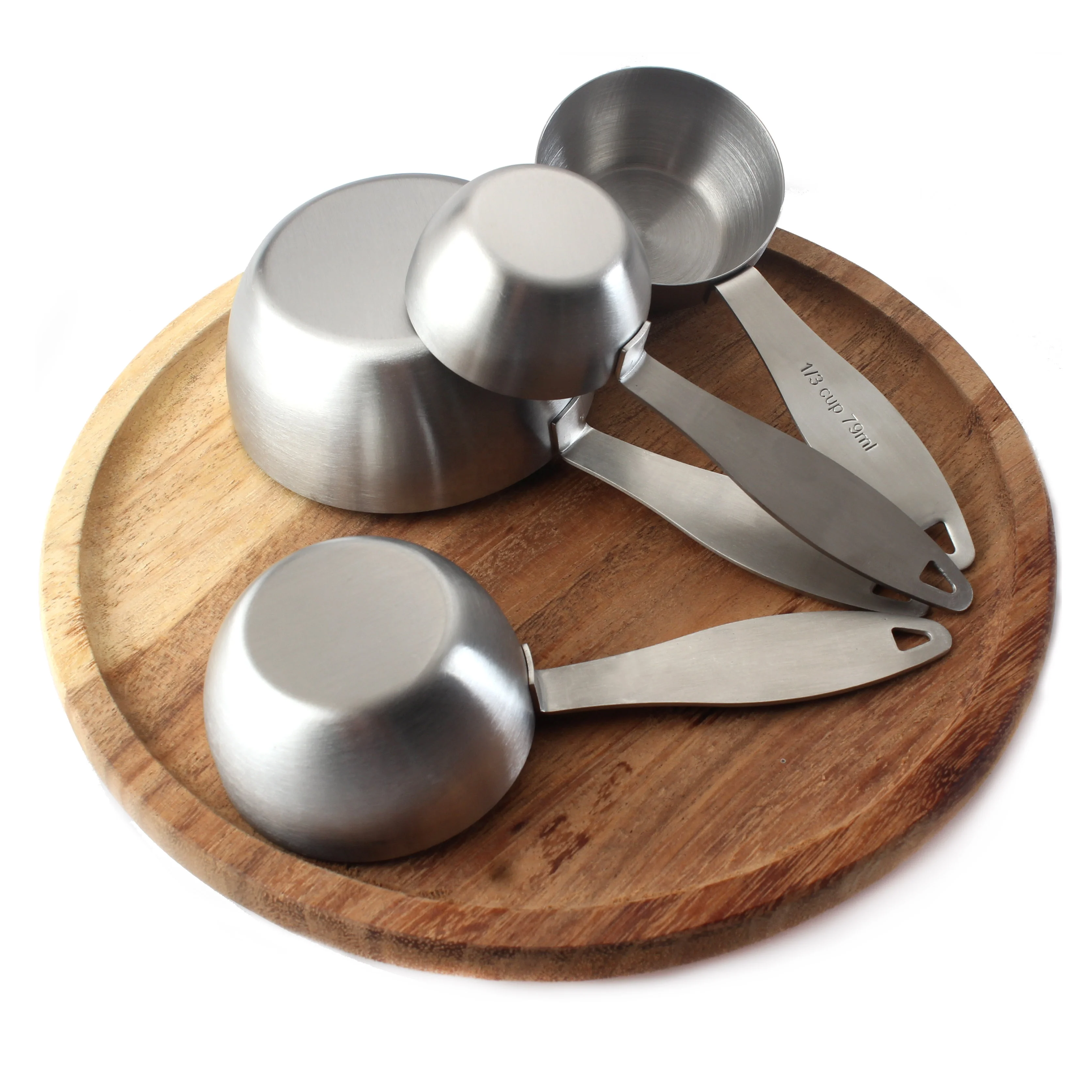 Hot Sale 8 piece Stainless Steel Measuring Cups Spoons with Pan Shaped Design