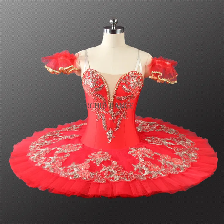 Professional Custom Size Girls Performance Wear Red Ballet Tutu Costume