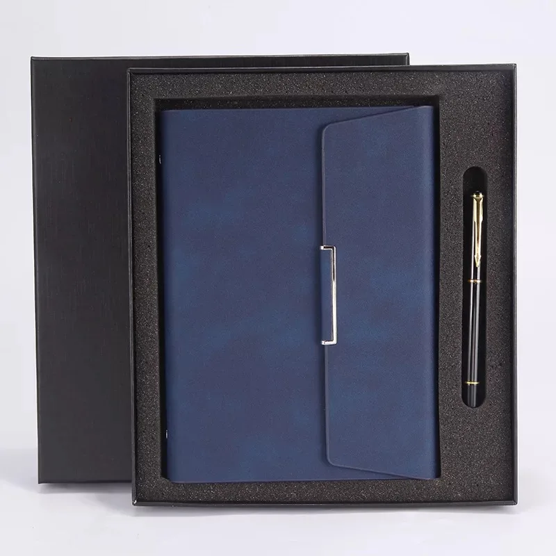 2019 Luxury PU leather diary business pen and notebook gift set