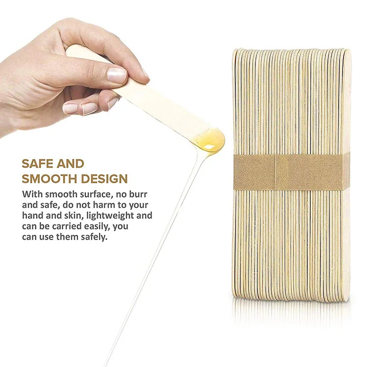 Wholesale custom disposable eco-friendy cosmetic depilatory hair removal wooden waxing spatula sticks for Beauty Salon
