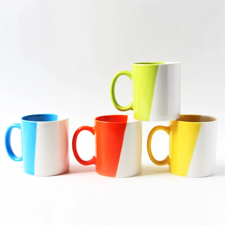 Смешной 11 унц. ций пустой сублимации два тона цвет застеклен Керамические изделия кофе чашки