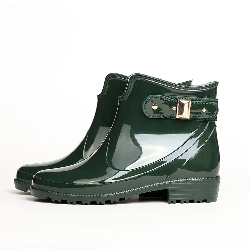 Hot sales women plastic rain boots with solid color