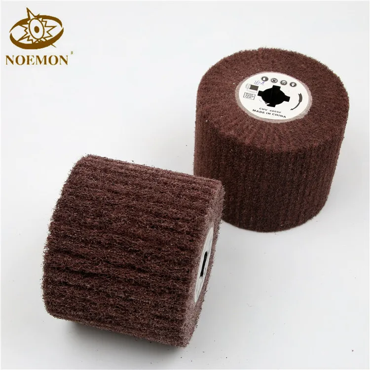 Non Woven Wooden Core Polishing Wheel Abrasive Nylon Flap Wheel Stainless Steel Groove Polishing Wheel
