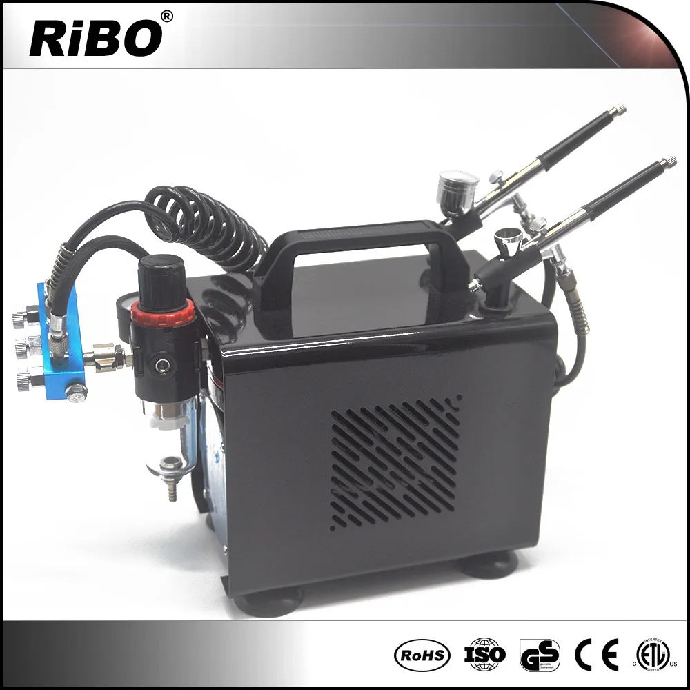 Selling high pressure black cover set mini air compressor cheap price dual action airbrush kit