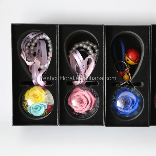 Hot Key Chains Real Natural Preserved Roses In Glass Ball