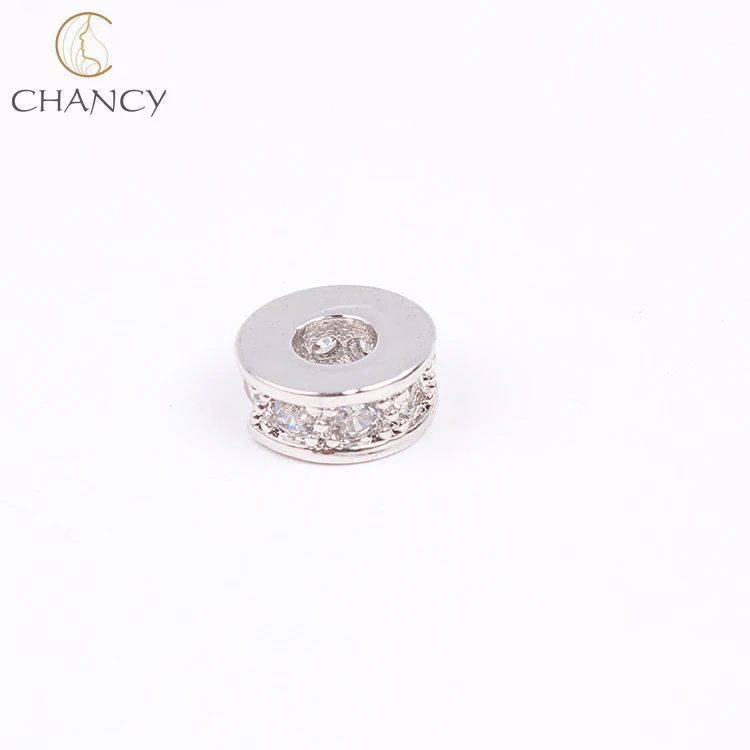 
Fashion hot selling round shape brass cz stone jewelry bracelet spacer beads for women 