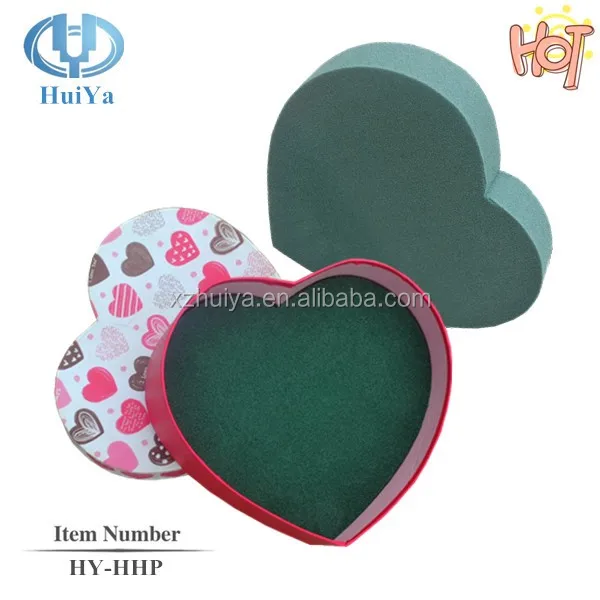 Artificial Rose Buds Foam Flower Heart Shaped Gift Box With Floral Foam