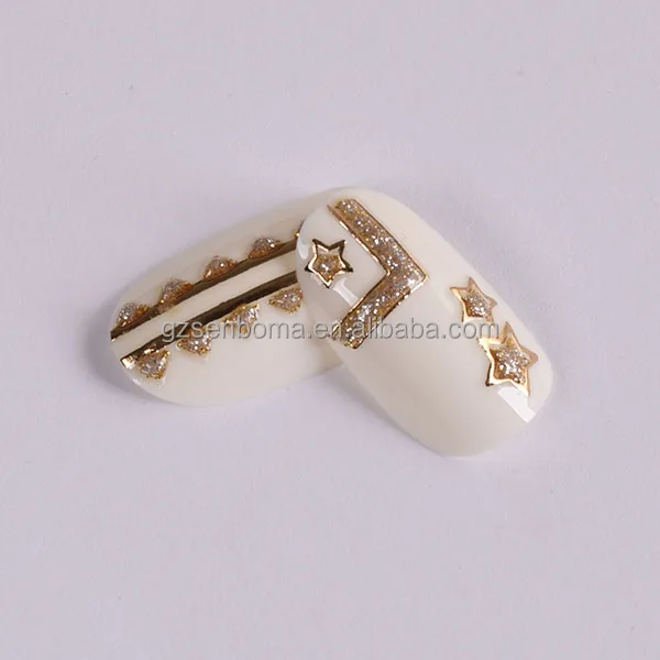 Senboma Golden Star Powder Artificial Nails False 3D For Nail Salon