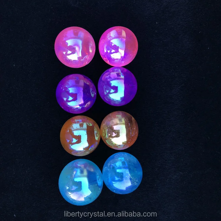 Blue Quartz Crystal Bismuth Titanium Silicon Rainbow Aura Sphere For Sale