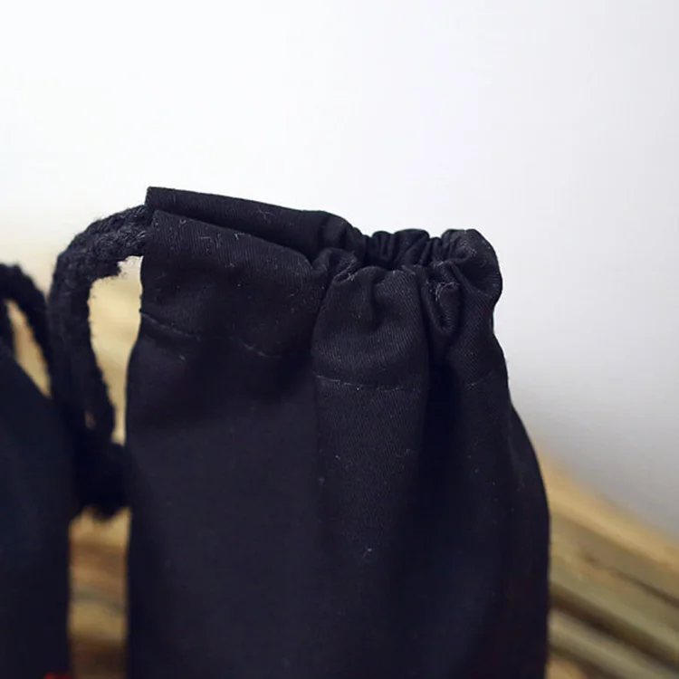 Recyclable Biodegrada Promotional new style black cotton muslin pouch
